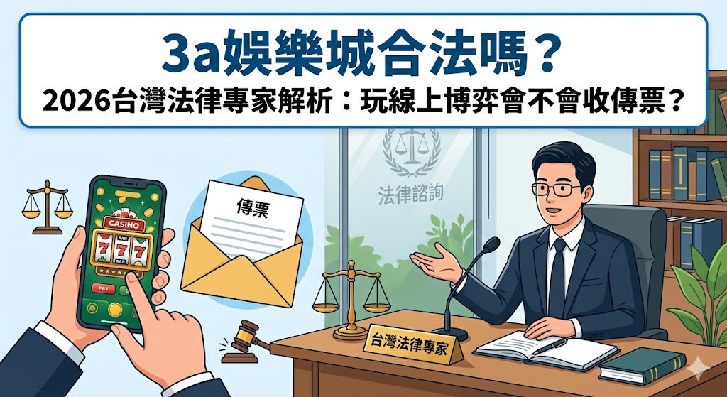 3a娛樂城合法嗎？2026台灣法律專家解析：玩線上博弈會不會收傳票？