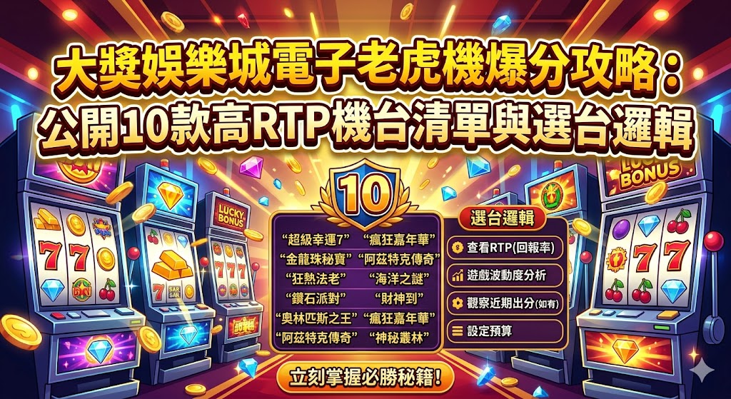 大獎娛樂城電子老虎機爆分攻略：公開10款高RTP機台清單與選台邏輯